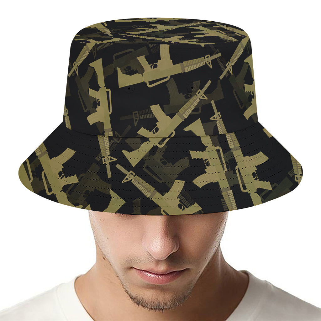 Military Guns Pattern Print Bucket Hat