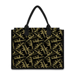 Military Guns Pattern Print Canvas Tote Bag