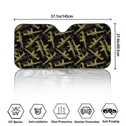 Military Guns Pattern Print Car Windshield Sun Shade