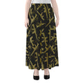 Military Guns Pattern Print Chiffon Maxi Skirt
