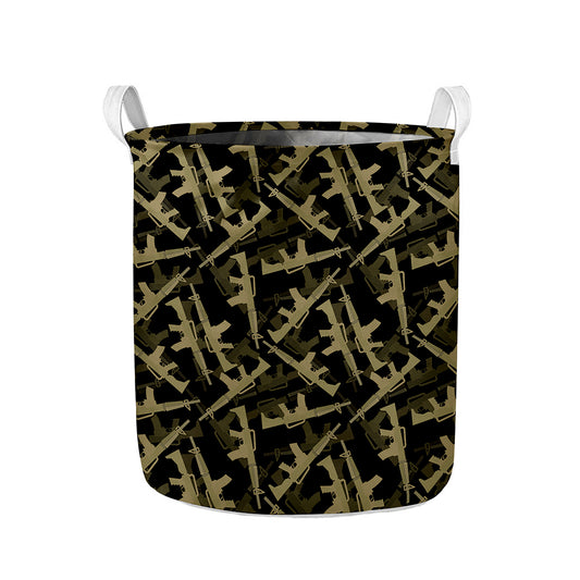 Military Guns Pattern Print Collapsible Laundry Basket