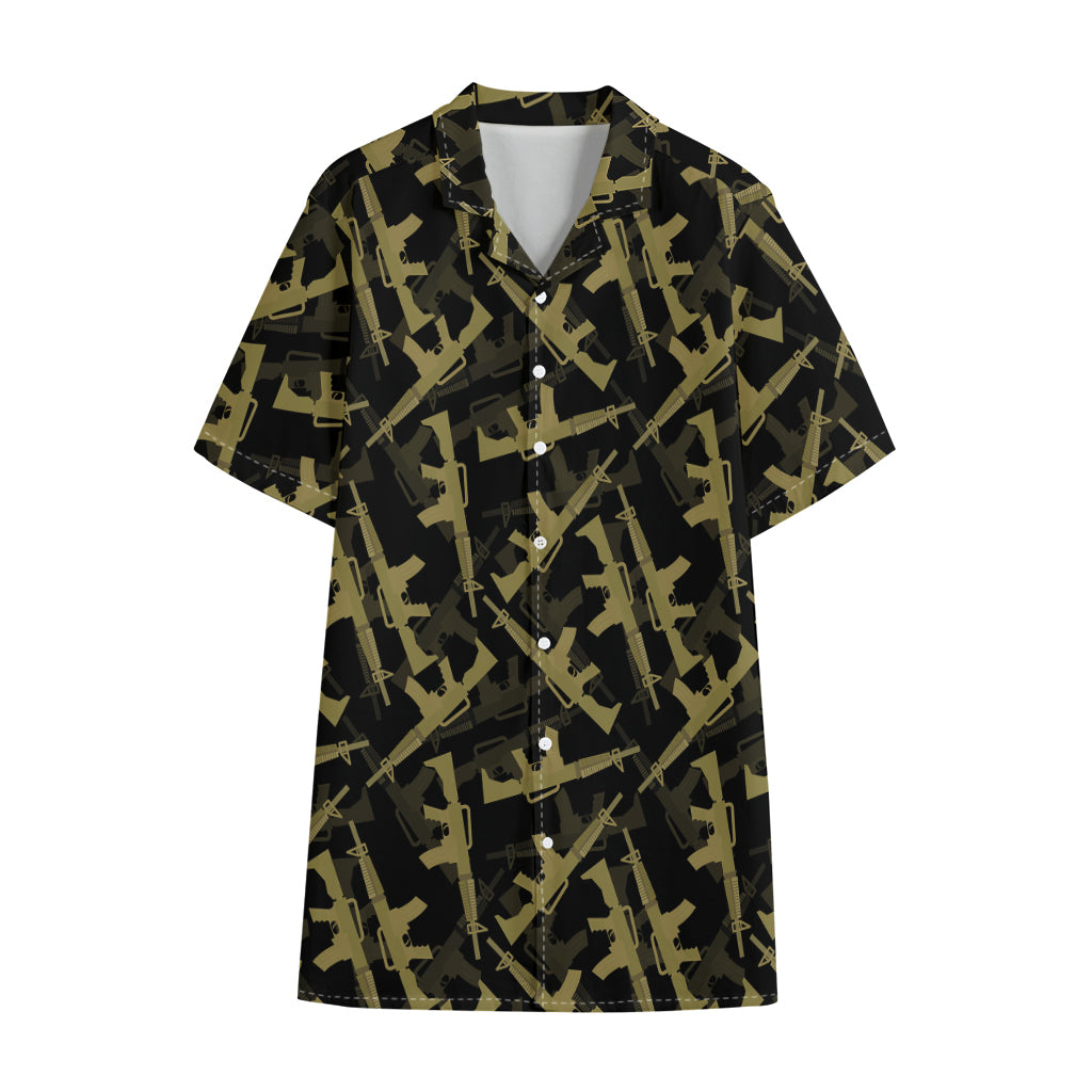 Military Guns Pattern Print Cotton Hawaiian Shirt