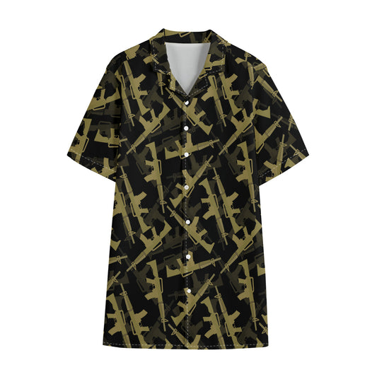 Military Guns Pattern Print Cotton Hawaiian Shirt