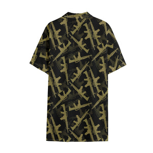 Military Guns Pattern Print Cotton Hawaiian Shirt