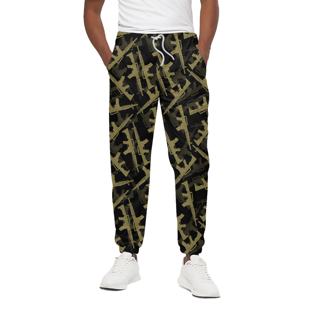 Military Guns Pattern Print Cotton Pants