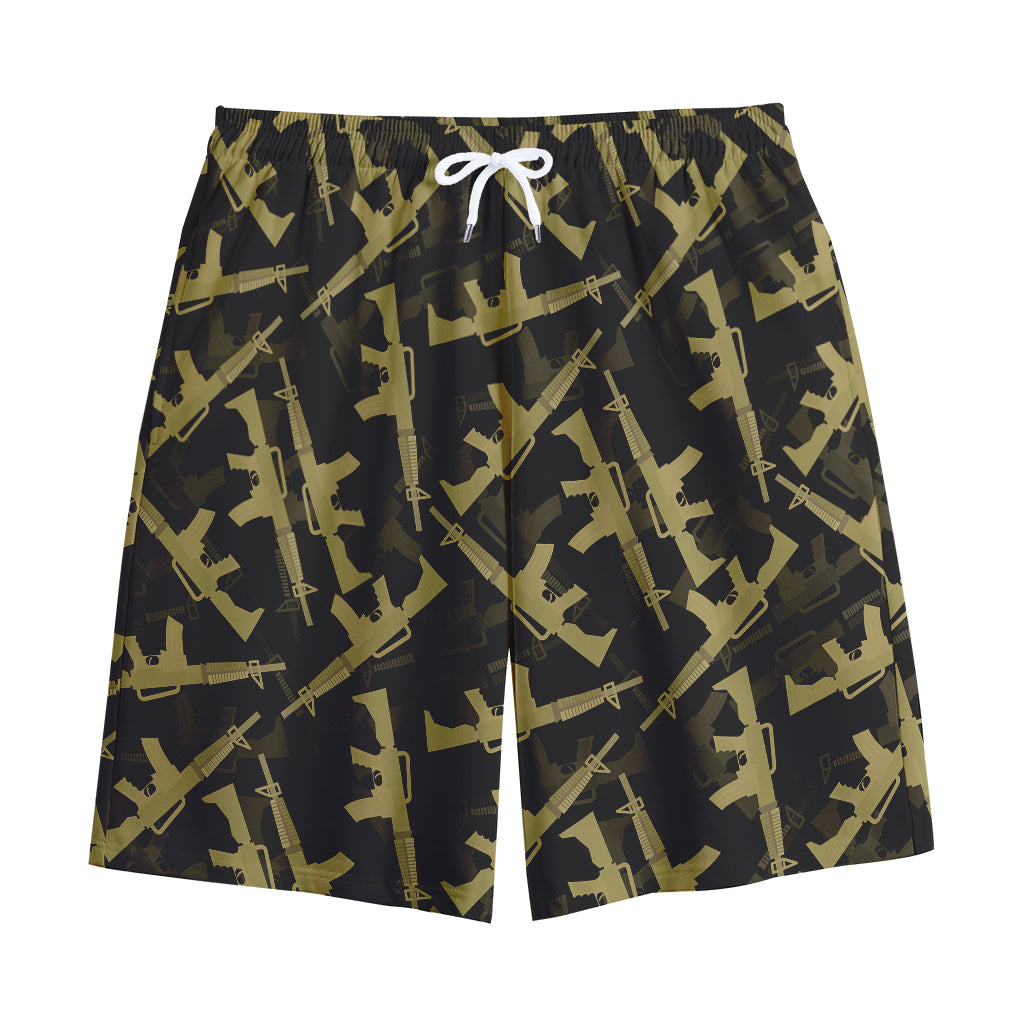 Military Guns Pattern Print Cotton Shorts