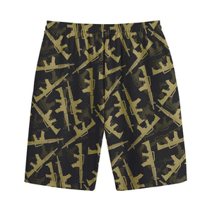 Military Guns Pattern Print Cotton Shorts