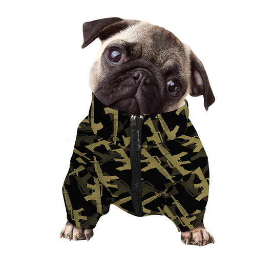 Military Guns Pattern Print Dog Zip Up Jacket