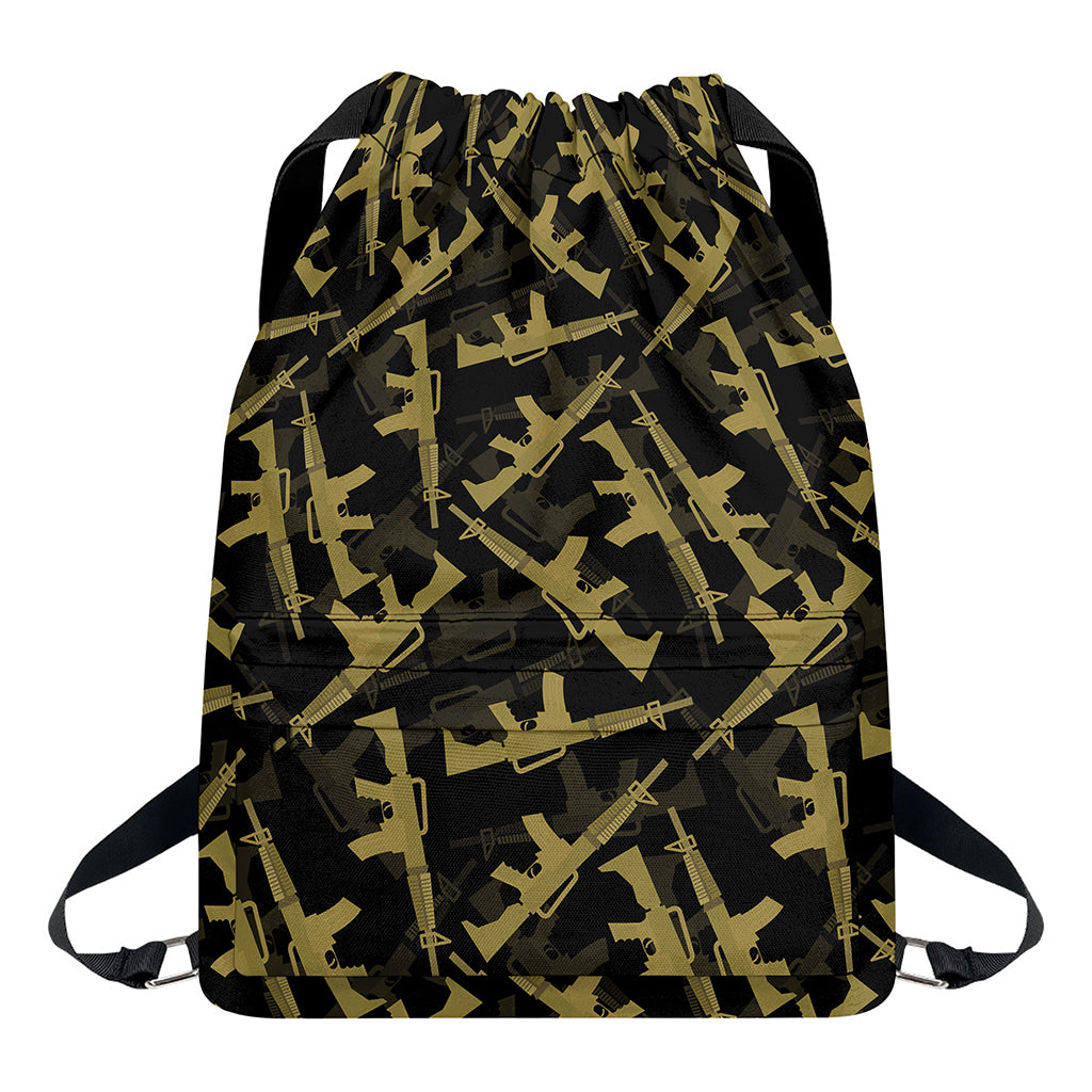 Military Guns Pattern Print Drawstring Backpack