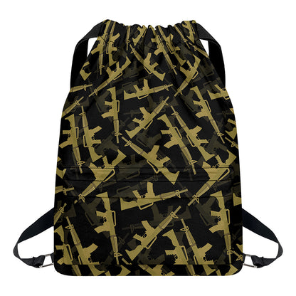 Military Guns Pattern Print Drawstring Backpack