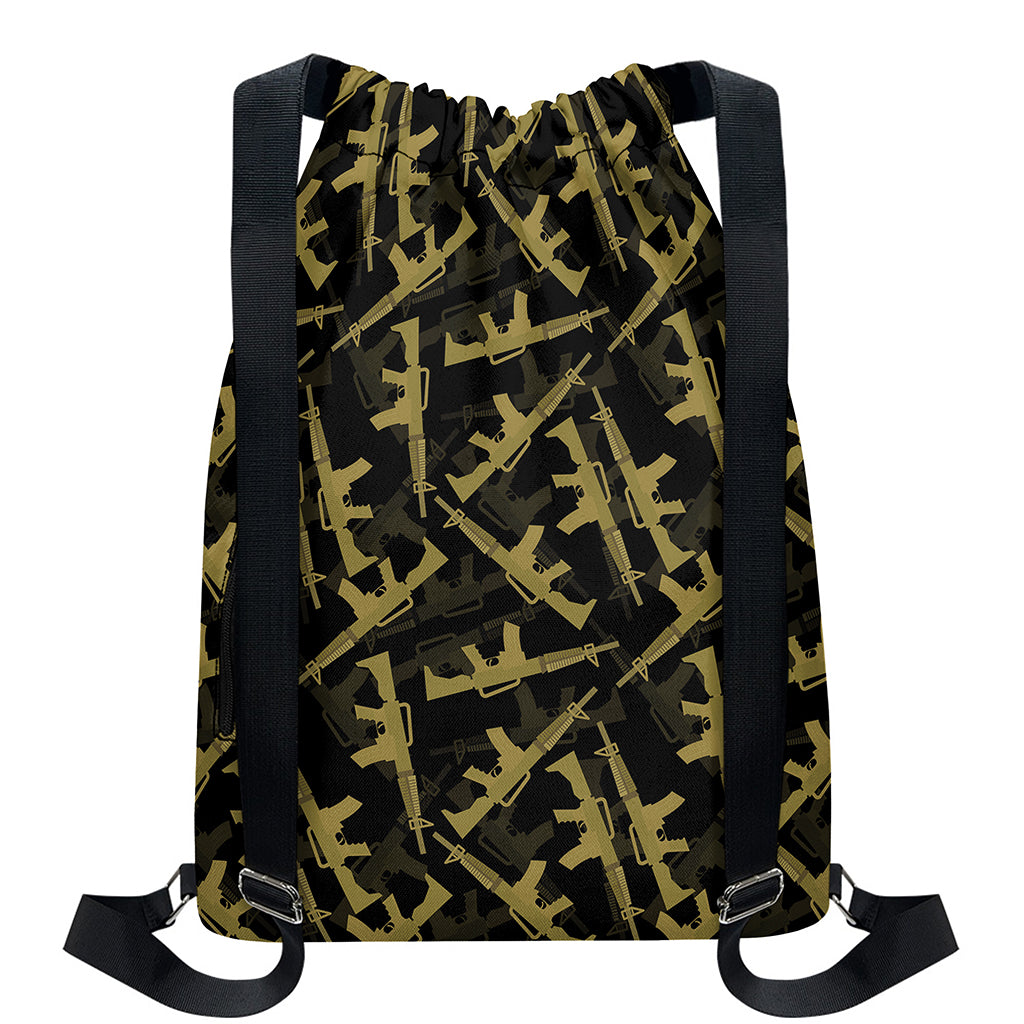 Military Guns Pattern Print Drawstring Backpack
