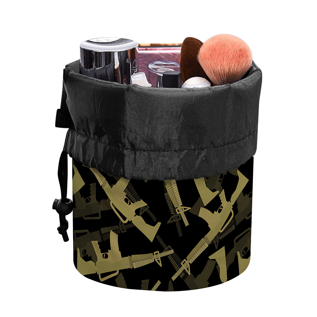Military Guns Pattern Print Drawstring Makeup Bag