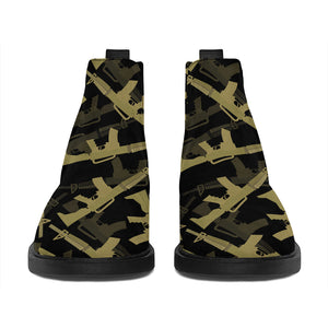 Military Guns Pattern Print Flat Ankle Boots