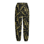 Military Guns Pattern Print Fleece Lined Knit Pants