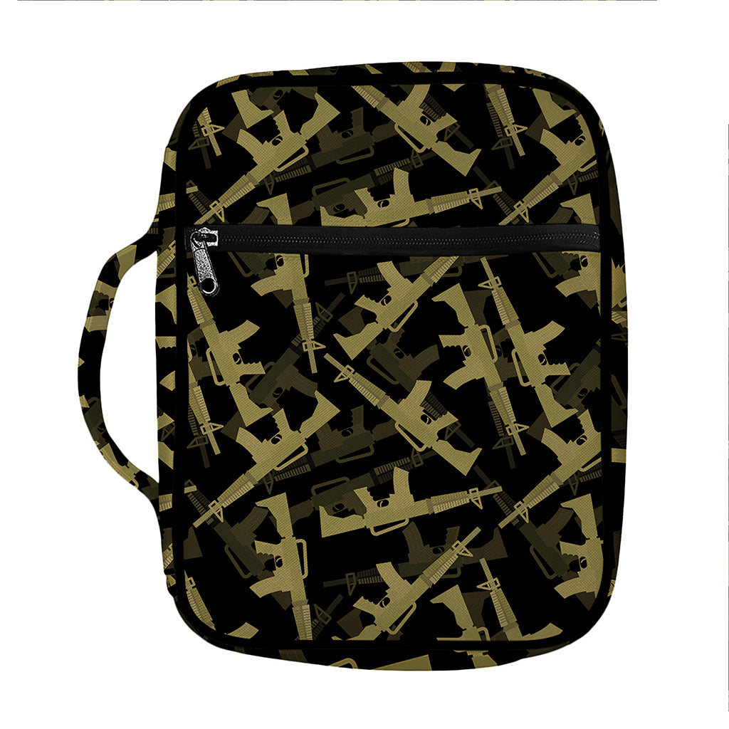 Military Guns Pattern Print Front Pocket Bible Bag