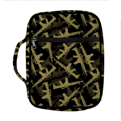 Military Guns Pattern Print Front Pocket Bible Bag
