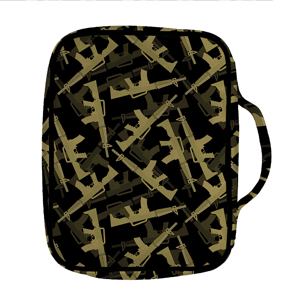 Military Guns Pattern Print Front Pocket Bible Bag