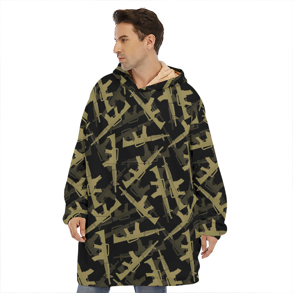 Military Guns Pattern Print Hoodie Blanket