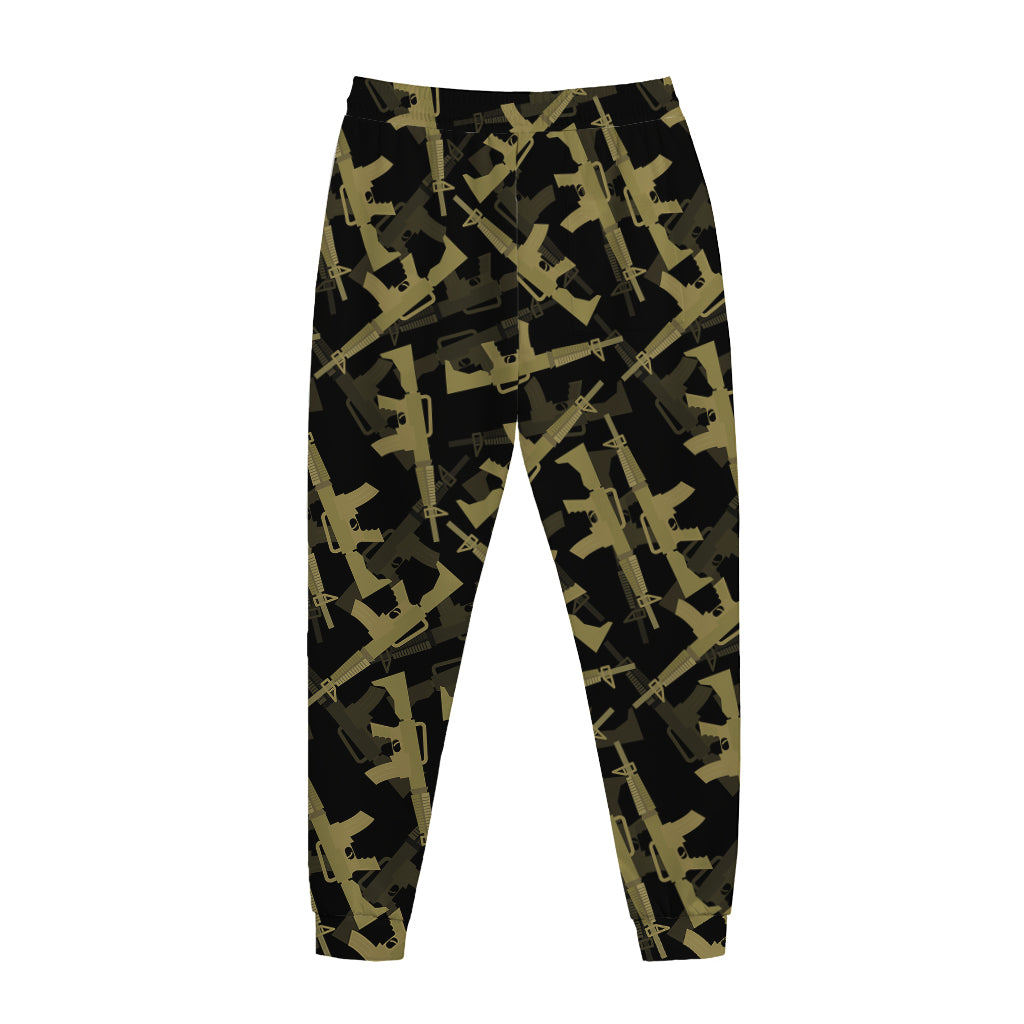 Military Guns Pattern Print Jogger Pants