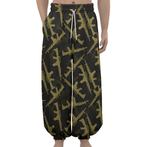 Military Guns Pattern Print Lantern Pants