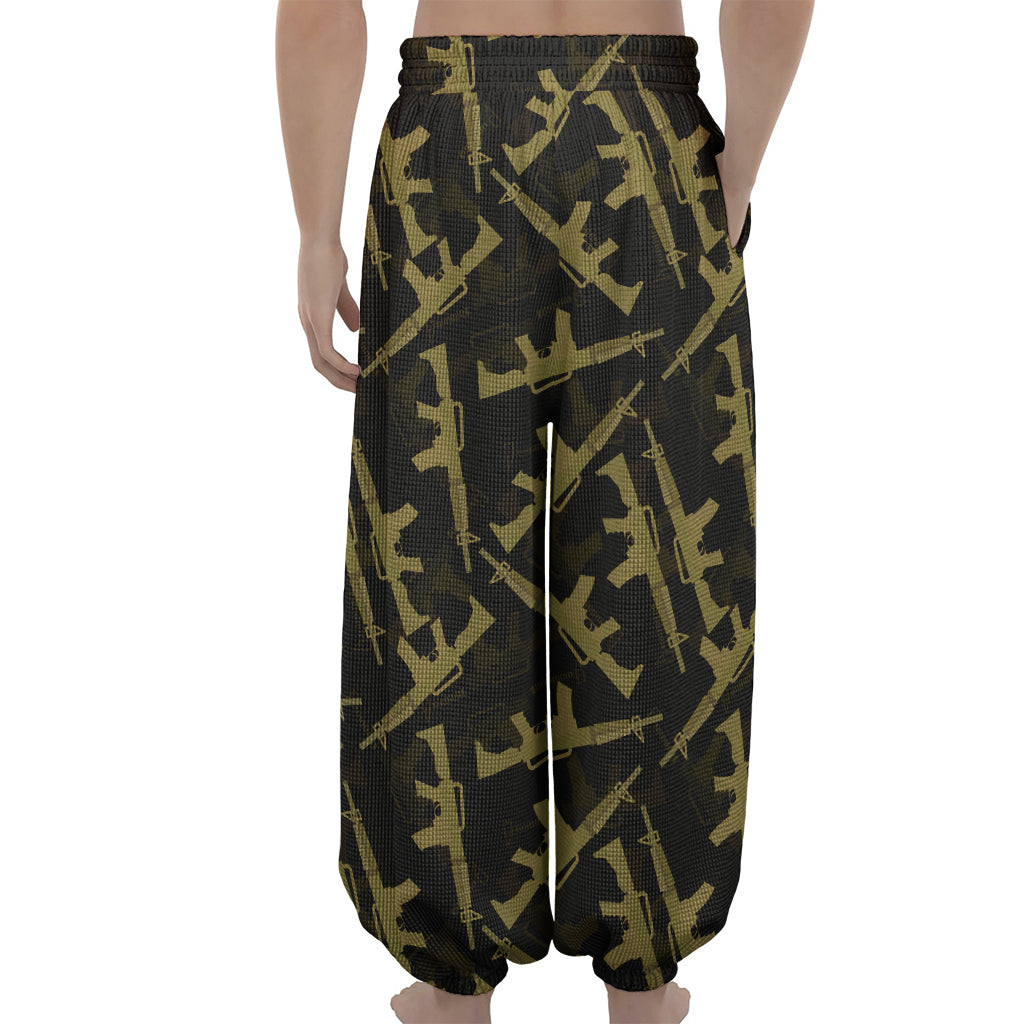 Military Guns Pattern Print Lantern Pants