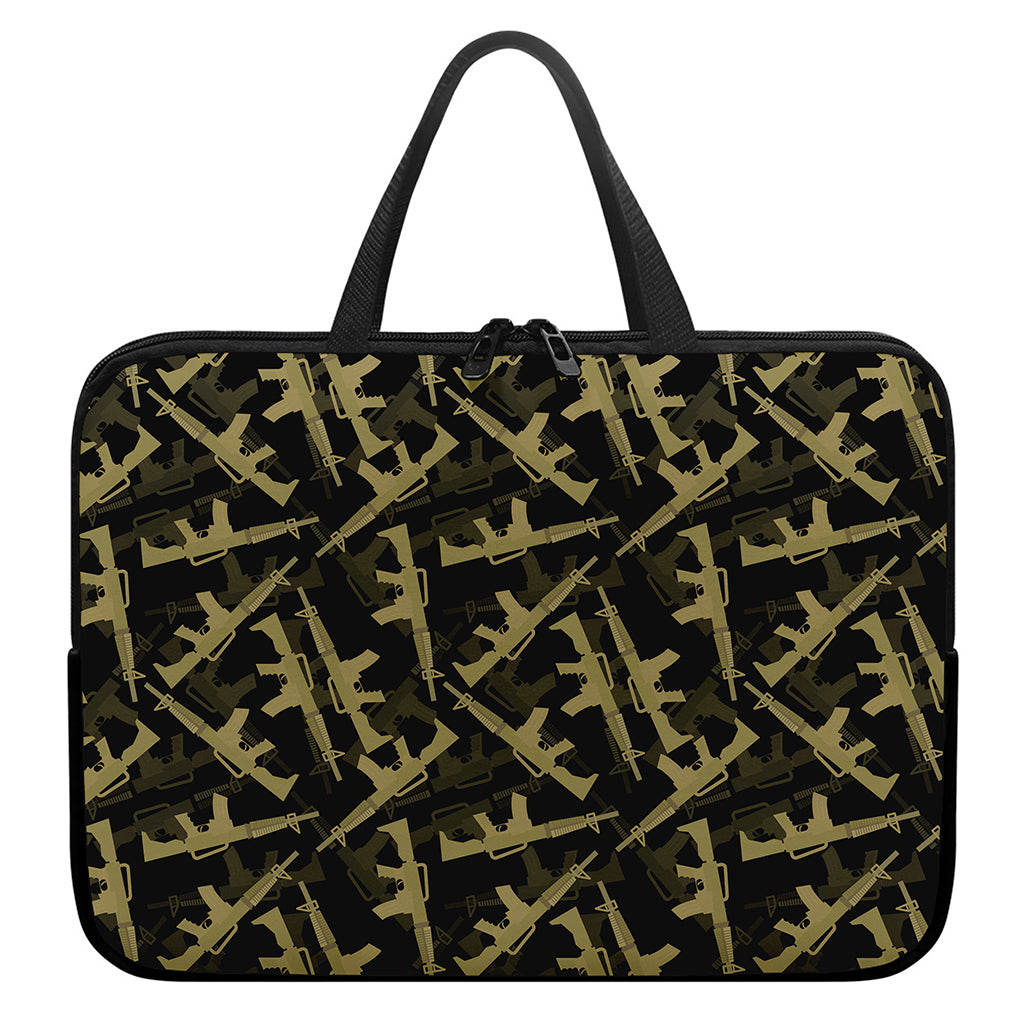 Military Guns Pattern Print Laptop Sleeve With Handle