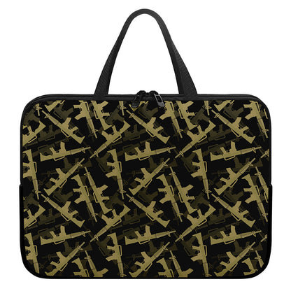 Military Guns Pattern Print Laptop Sleeve With Handle