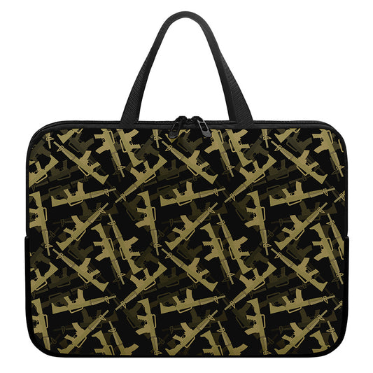Military Guns Pattern Print Laptop Sleeve With Handle