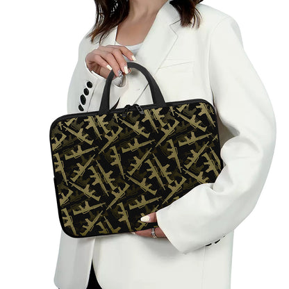 Military Guns Pattern Print Laptop Sleeve With Handle