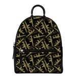 Military Guns Pattern Print Leather Backpack