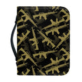 Military Guns Pattern Print Leather Bible Cover
