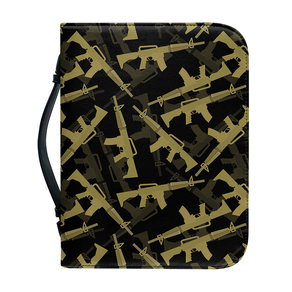 Military Guns Pattern Print Leather Bible Cover