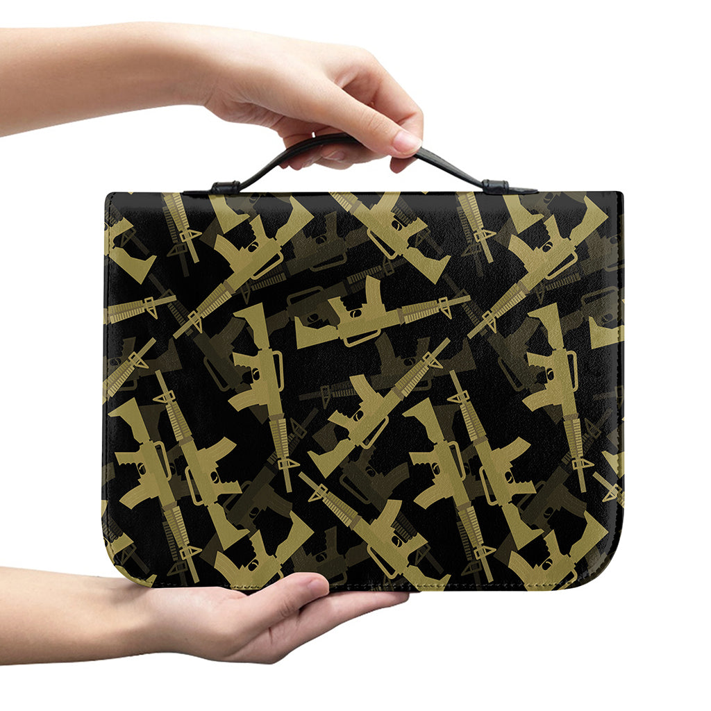 Military Guns Pattern Print Leather Bible Cover