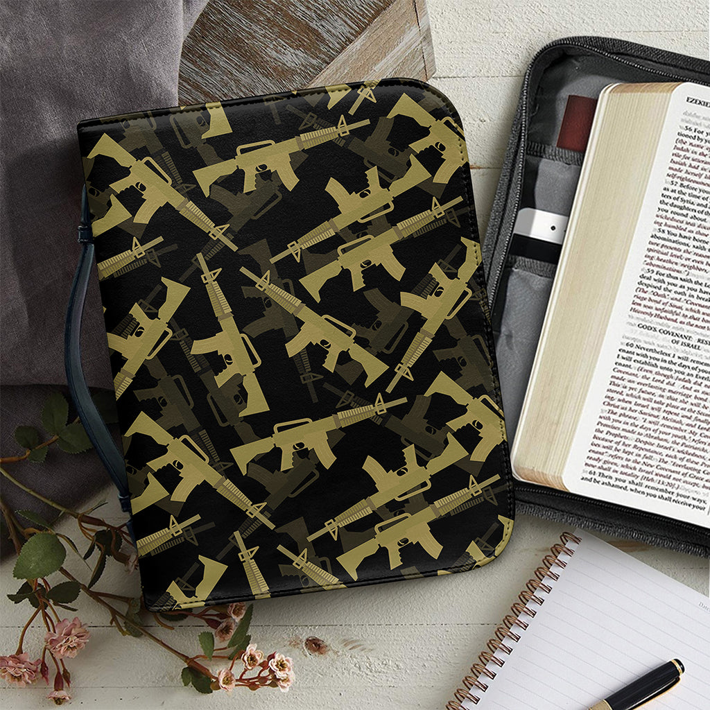 Military Guns Pattern Print Leather Bible Cover