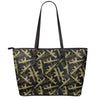 Military Guns Pattern Print Leather Tote Bag