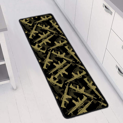 Military Guns Pattern Print Long Kitchen Mat