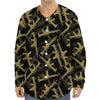 Military Guns Pattern Print Long Sleeve Baseball Jersey