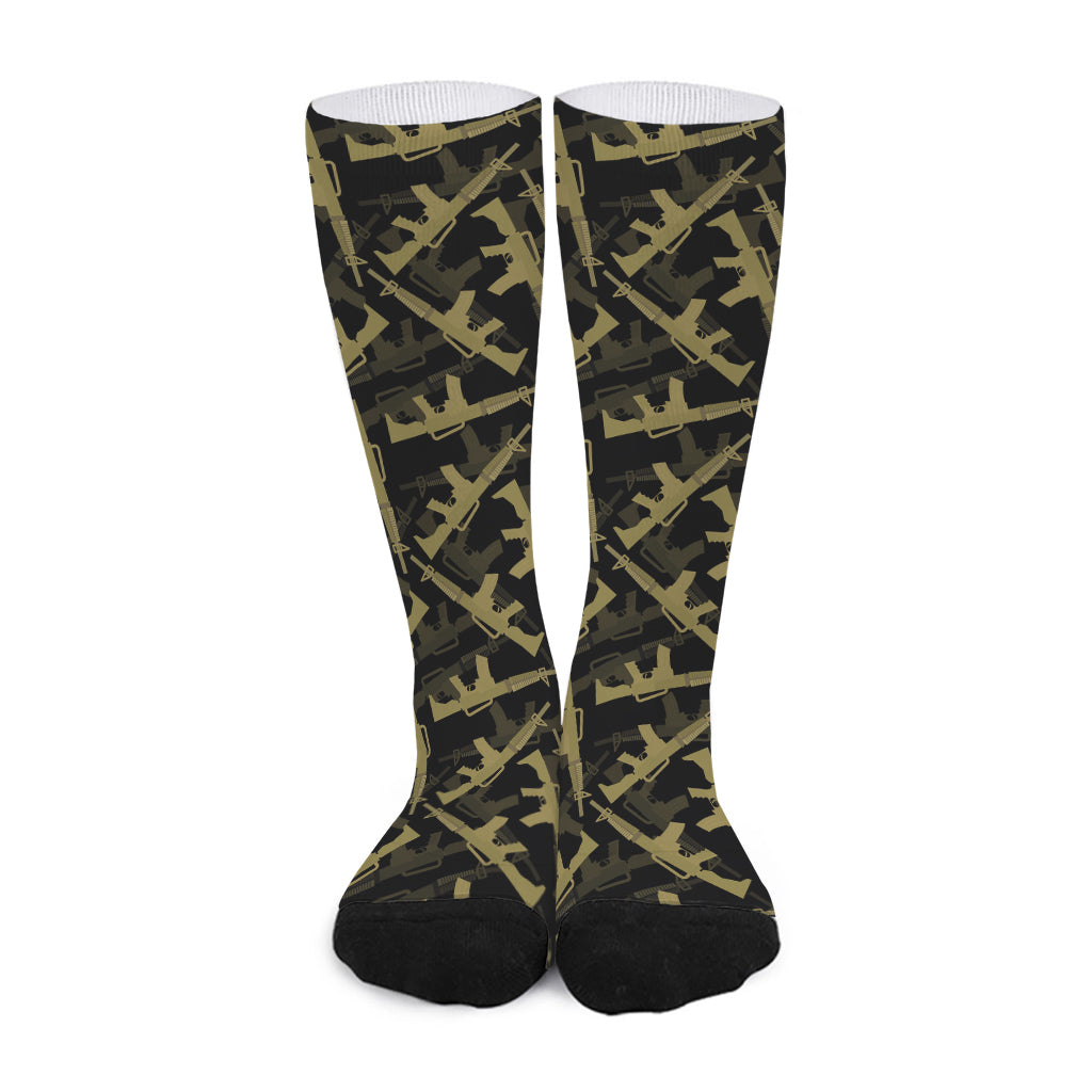 Military Guns Pattern Print Long Socks