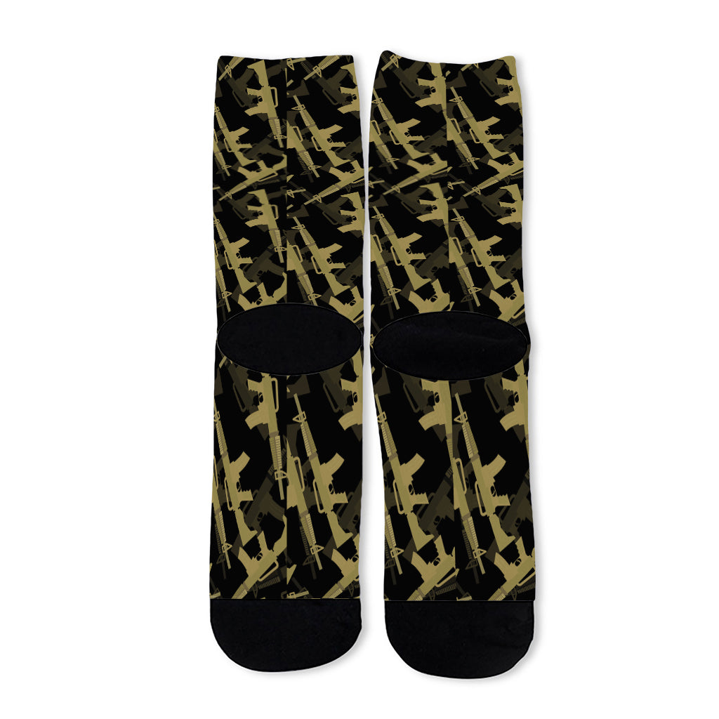 Military Guns Pattern Print Long Socks