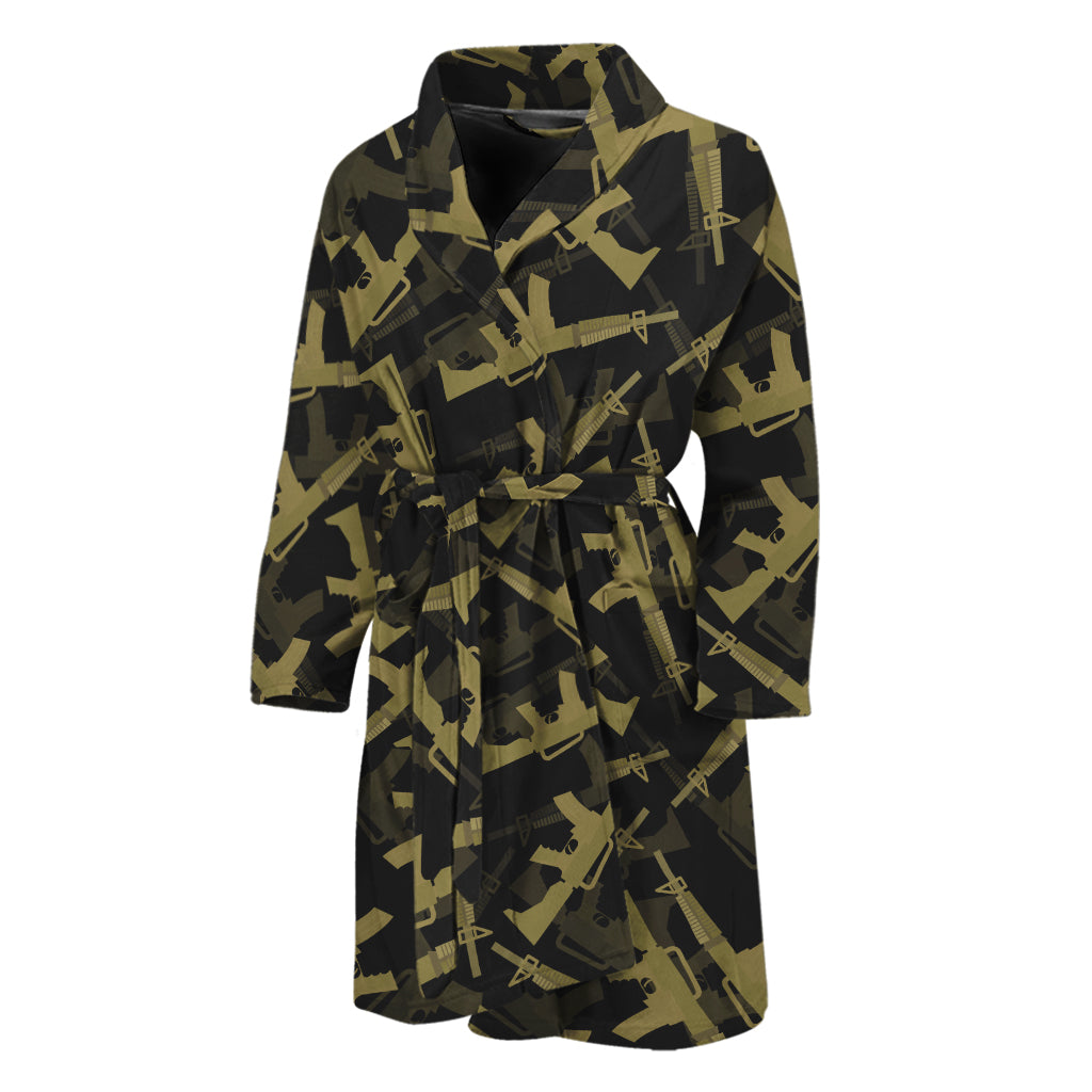 Military Guns Pattern Print Men's Bathrobe