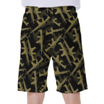 Military Guns Pattern Print Men's Beach Shorts