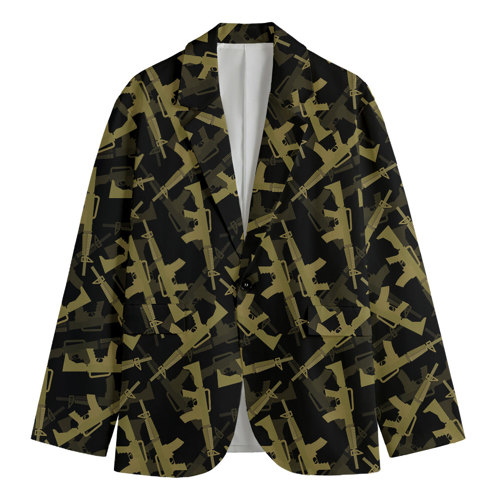 Military Guns Pattern Print Men's Blazer