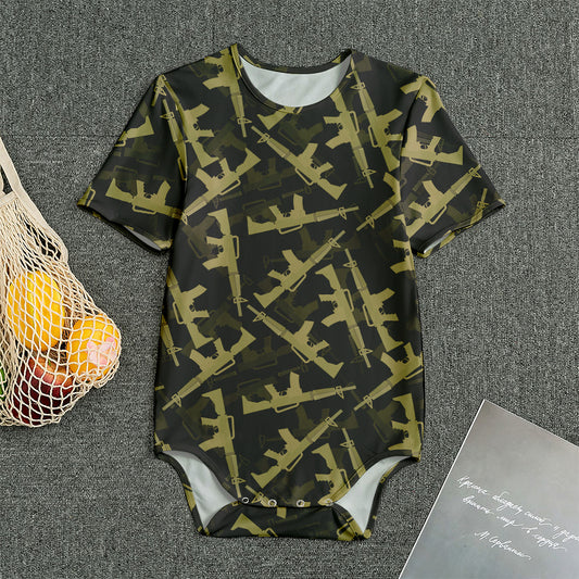 Military Guns Pattern Print Men's Bodysuit
