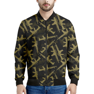 Military Guns Pattern Print Men's Bomber Jacket