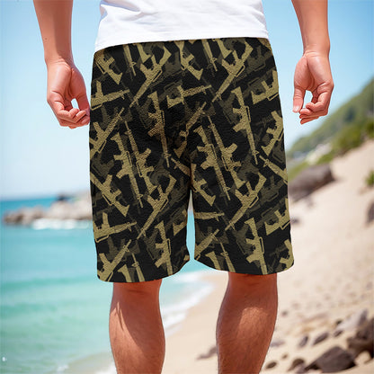 Military Guns Pattern Print Men's Cargo Shorts