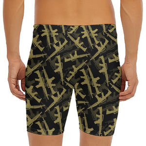 Military Guns Pattern Print Men's Long Boxer Briefs