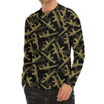 Military Guns Pattern Print Men's Long Sleeve Rash Guard