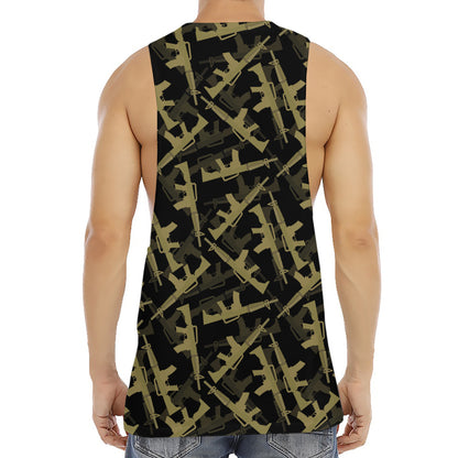 Military Guns Pattern Print Men's Muscle Tank Top
