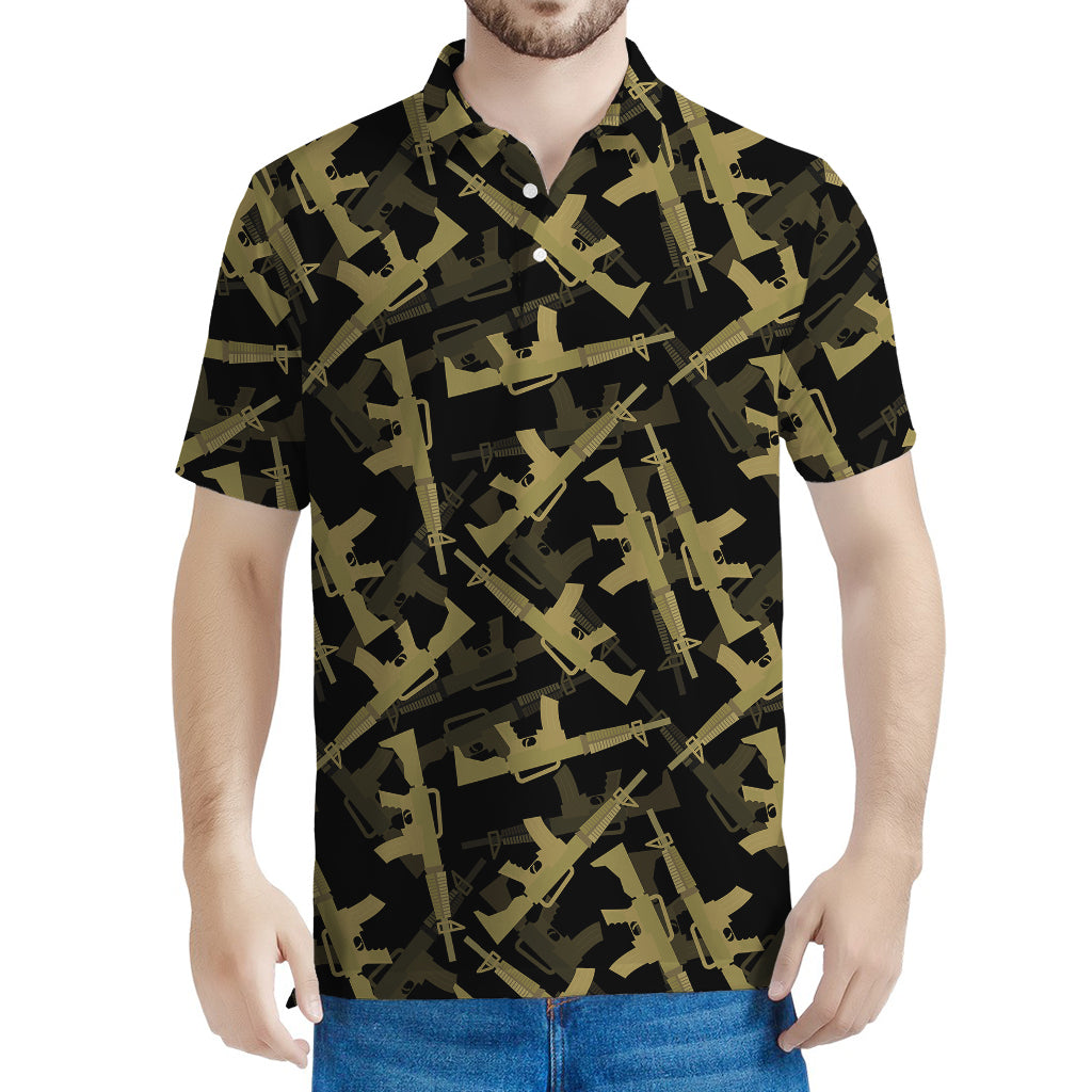 Military Guns Pattern Print Men's Polo Shirt