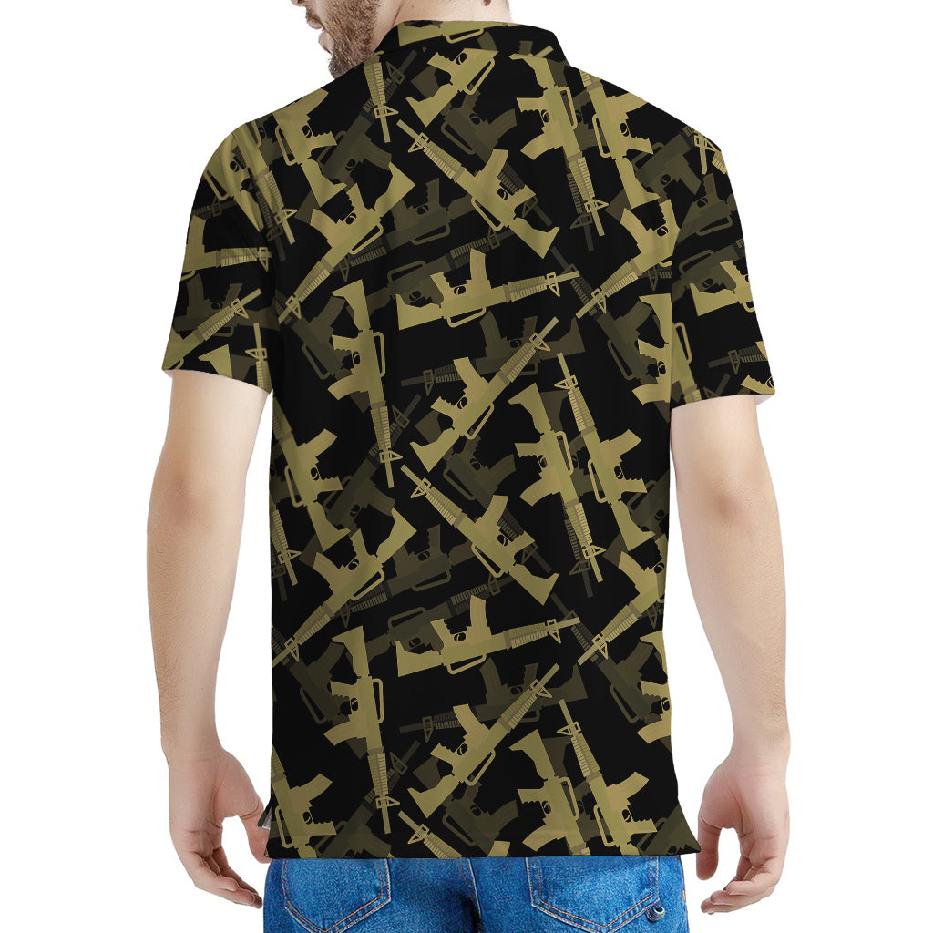 Military Guns Pattern Print Men's Polo Shirt